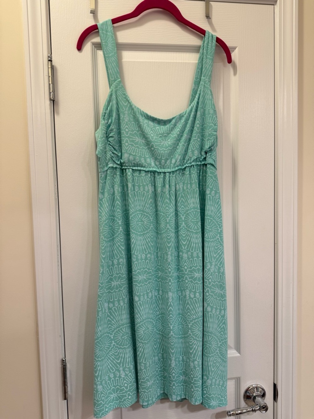 Fresh Produce Mint Green Sleeveless Dress with White Geometric Print
